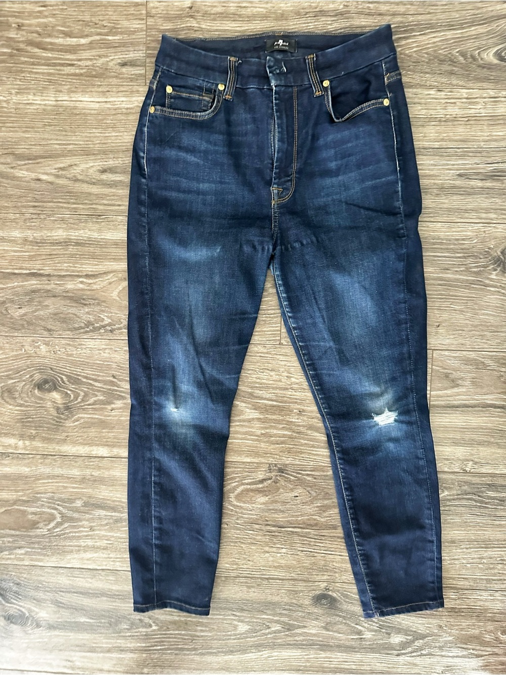 7 For All Mankind Dark Highwaist Ankle Skinny Jeans